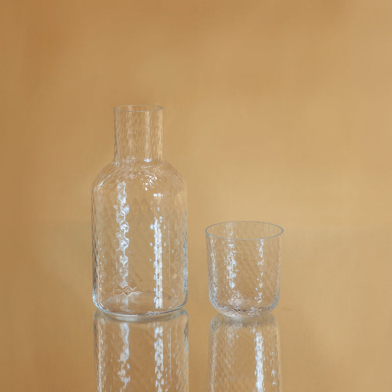 Designer mouth blown water glass & pitcher from Simon & Ralph collection